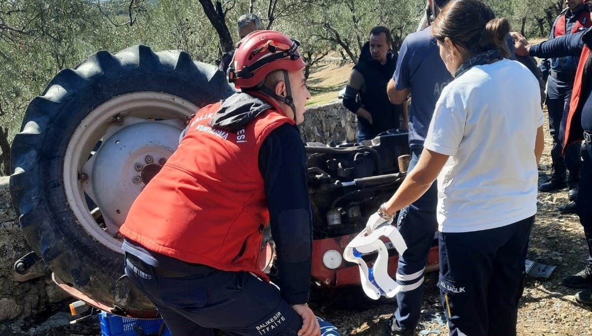balikesirde traktor devrildi surucu yaralandi e1JKjaUf